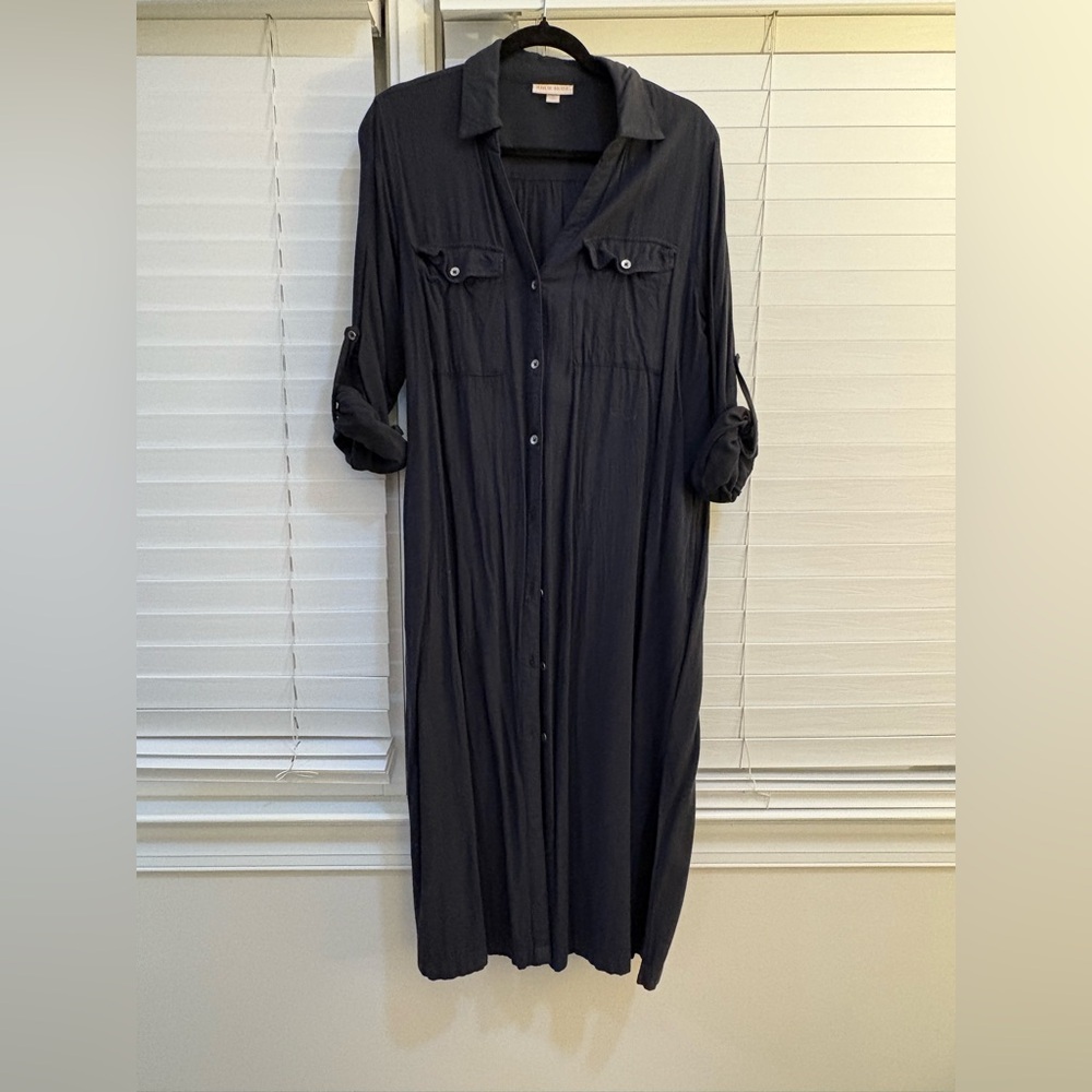 Casual black  Button-Up Dress